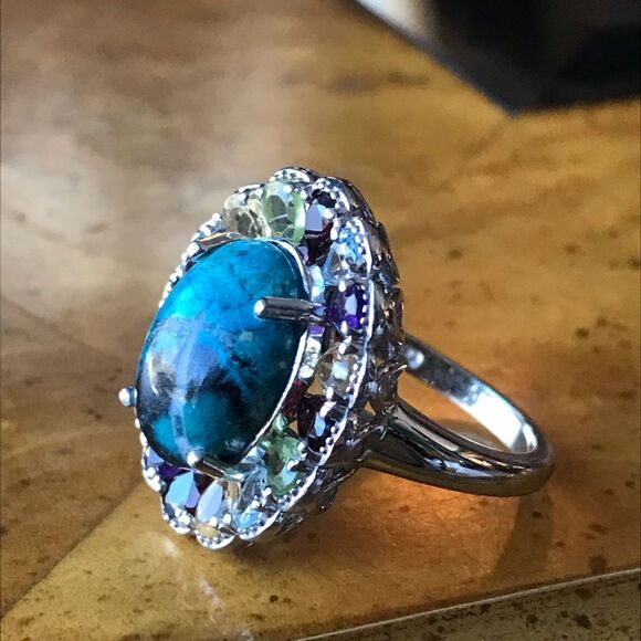 Natural Shadowkite Sterling Silver Cocktail Ring - Picture 8 of 9